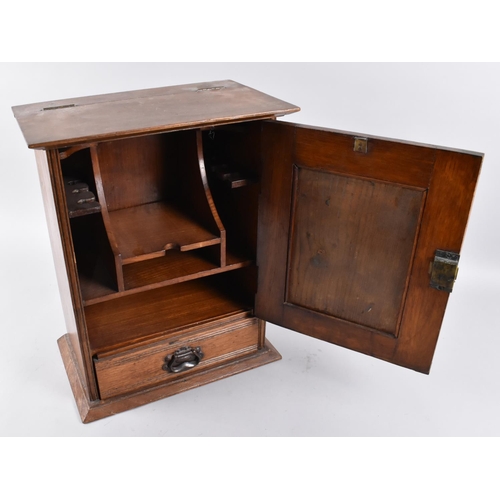 15 - A Late Victorian/Edwardian Oak Smokers Cabinet with Hinged Panel Door to Fitted Interior with Hinged... 