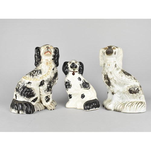 156 - A Collection of Three Unrelated Staffordshire Spaniels, Tallest 25cms High