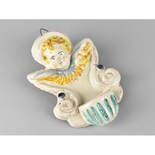 190 - A French Faience Wall Hanging Holy Water Stoup, 17cms High