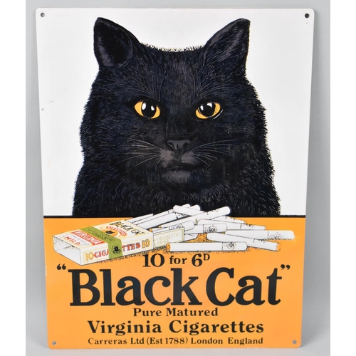 191 - A Reproduction Printed Sign on Metal for Black Cat Cigarettes, 30x40cms