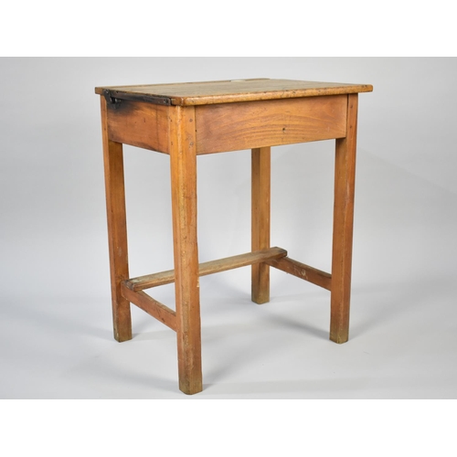 194 - A Vintage Child's School Desk by Kingfisher Desks, with Original Ceramic Inkwell, 55.5cms Wide