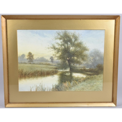 195 - A Framed Watercolour Depicting River Scene, Signed A Ashdown Box,