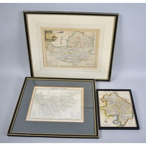 196 - A Collection of Three Framed Hand Coloured Maps, Somersetshire, Cheshire and Warwickshire