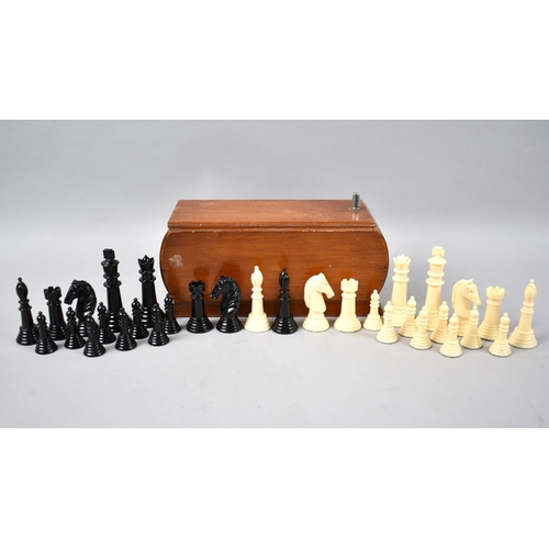 2 - A Mid 20th Century Plastic Chess Set in Earlier Box, Kings 6.75cms High