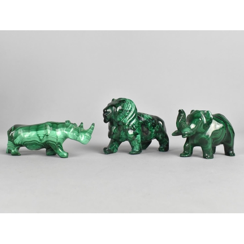 203 - A Collection of Three African Malachite Veneer Animals