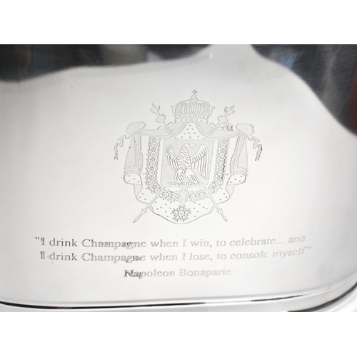 212 - A New and Unused Silver Plated Large Champagne Cooler with Quotes by Napoleon Bonaparte and Lily Bol... 