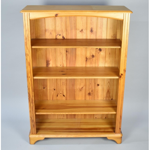 213 - A Modern Pine Four Shelf Open Bookcase, 85cms Wide and 122cms High