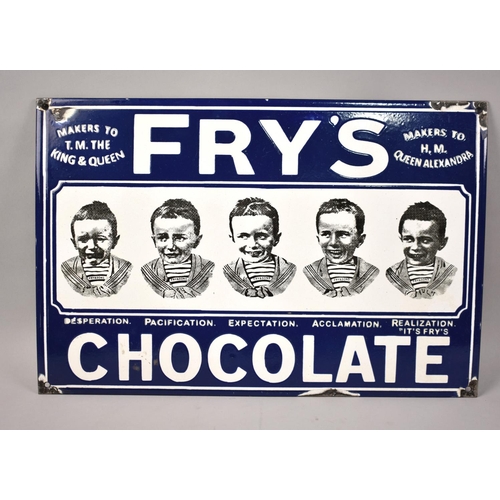 214 - A Reproduction Enamel Style Printed Sign for Frys Chocolate, 46cms by 31cms