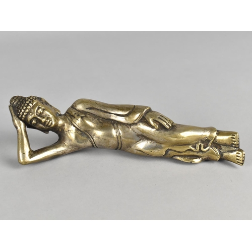 22 - A Vintage Silver Plated Study of Reclining Thai Buddha, 17cms Long