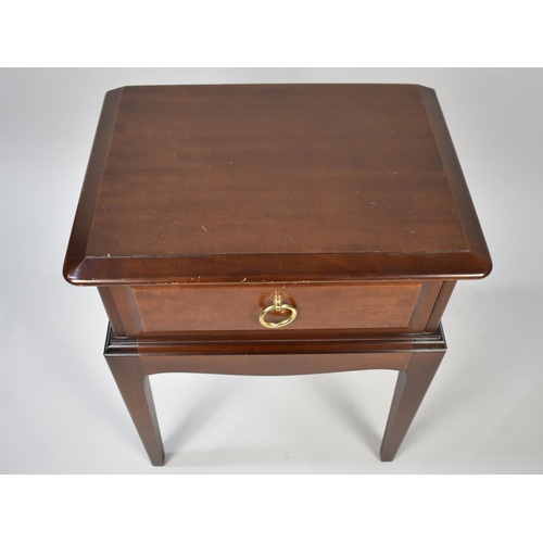 254 - A Stag Mahogany Bedside Table with Single Drawer, 42cms Wide