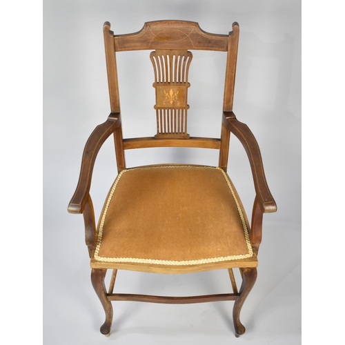 266 - An Edwardian Inlaid Mahogany Framed Armchair