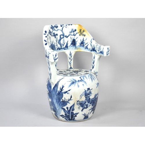 267 - A Reproduction Blue and White Chinese Garden Seat