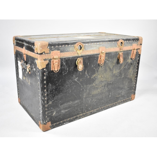 271 - A Vintage Large Travelling Trunk with Paper Label for Cunard Line, 