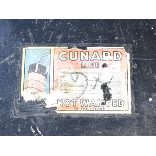 271 - A Vintage Large Travelling Trunk with Paper Label for Cunard Line, 