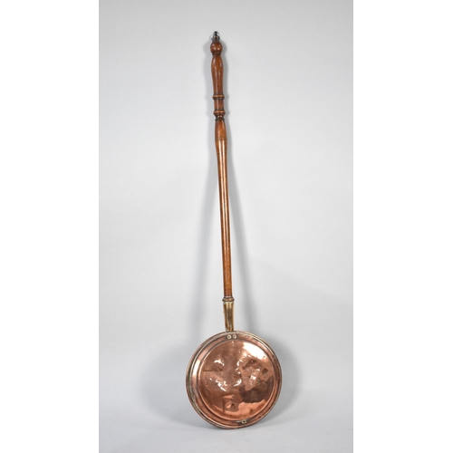 276 - A 19th Century Copper Bed Pan with Turned Wooden Handle