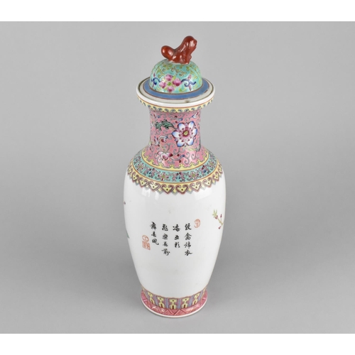 279 - A Chinese Porcelain Vase Decorated in the Famille Rose Palette with Peacock having Pink and Turquois... 