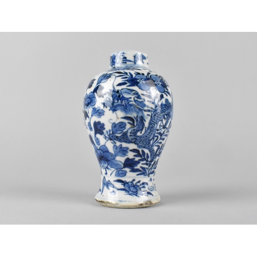 283 - A Chinese Qing Dynasty Porcelain Blue and White Bottle Vase Decorated with Dragon Amongst Foliage, S... 