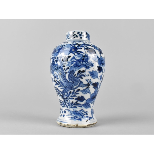 283 - A Chinese Qing Dynasty Porcelain Blue and White Bottle Vase Decorated with Dragon Amongst Foliage, S... 