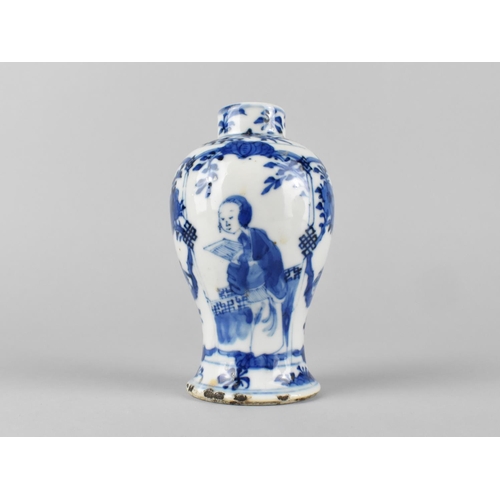 284 - A Chinese Qing Dynasty Porcelain Blue and White Bottle Vase, Decorated with Maidens in Garden Settin... 