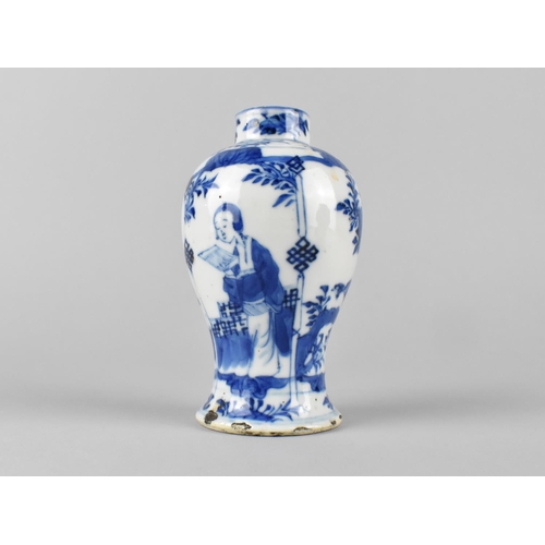 284 - A Chinese Qing Dynasty Porcelain Blue and White Bottle Vase, Decorated with Maidens in Garden Settin... 