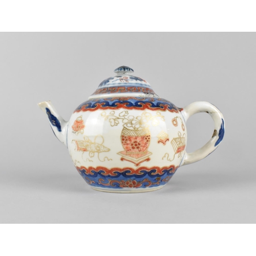 287 - A Chinese Qing Dynasty Porcelain Teapot Decorated in the Imari Palette with Precious Objects in Red ... 