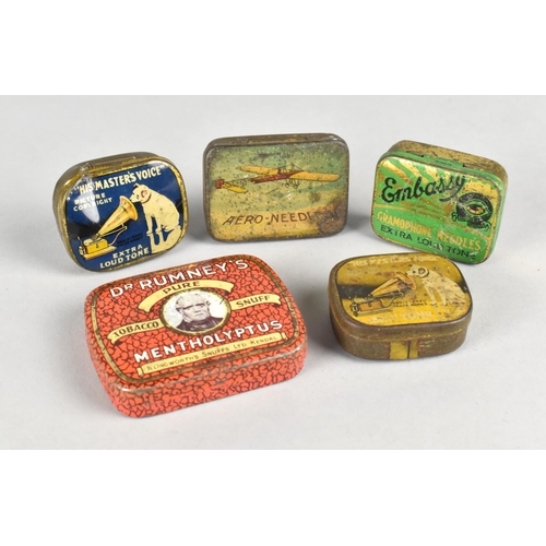 3 - A Collection of Five Vintage Gramophone Needle and Snuff Tins to include His Masters Voice (both wit... 