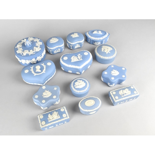 308 - Thirteen Pieces of Wedgwood Jasperware Lidded Boxes