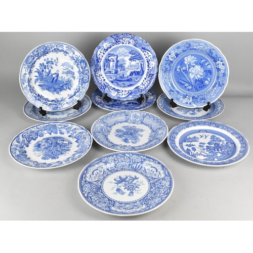 313 - Ten Spode Blue and White Plates to Comprise Eight 'The Spode Room Collection' and Two Italian Patter... 