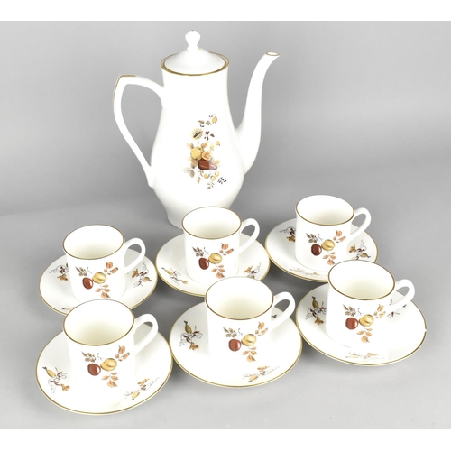 330 - A Royal Worcester Golden Harvest Coffee Set to Comprise Six Coffee Cans and Saucers and a Coffee Pot