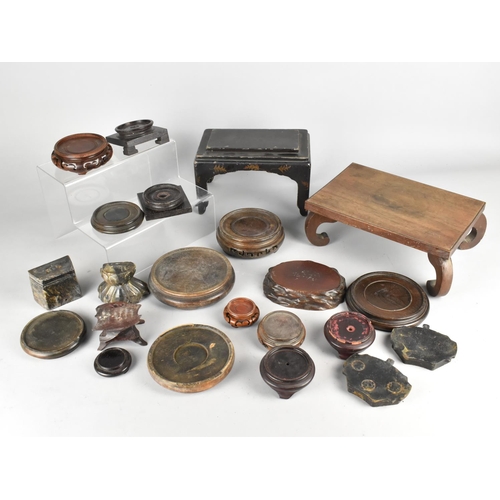 346 - A Collection of Various 19th and 20th Century Hardwood and Other Oriental Stands to Include Lacquere... 