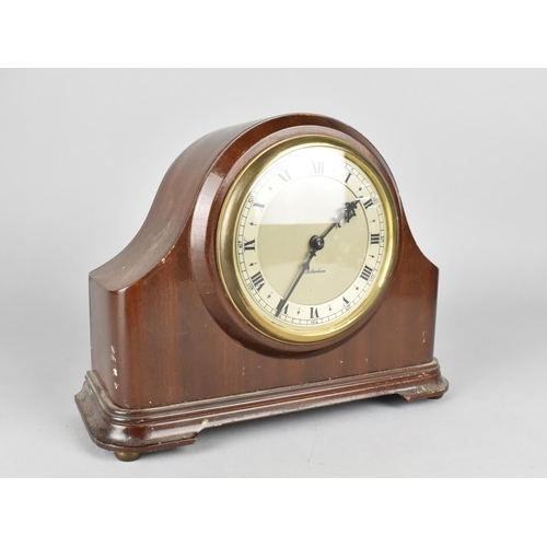 36 - A Mahogany Cased Mantel Clock with Internal Presentation inscription, Working Order, 24cms Wide