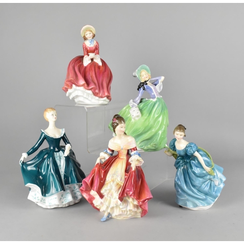 366 - Five Royal Doulton Figures to Comprise Janine, Southern Bell, Autumn Breezes HN1913, Denise and Rhap... 