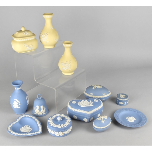 367 - A Collection of Wedgwood Jasperware to Comprise Three Pieces of Yellow and White Prunus and Nine Pie... 