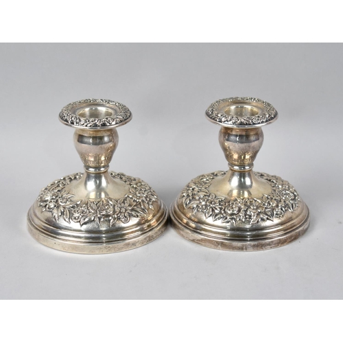 37 - A Pair of Sterling Silver Weighted Candlesticks, Base Inscribed for S Kirk and Son, 12.5cm Diameter ... 