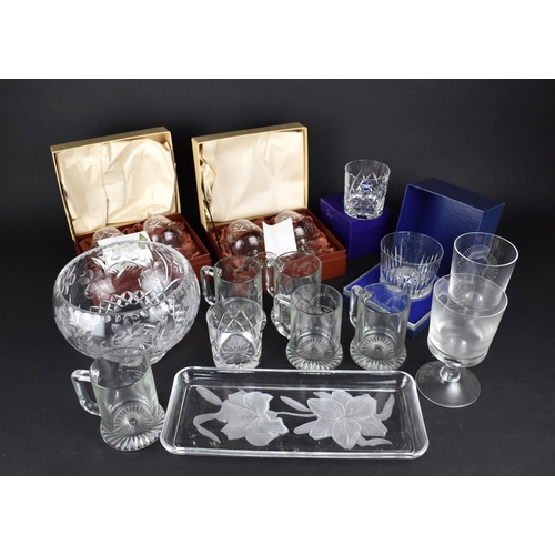 378 - A Collection of Various Glass to Comprise Stuart Brandy Balloons, Cut Glass Bowl, Tankards etc