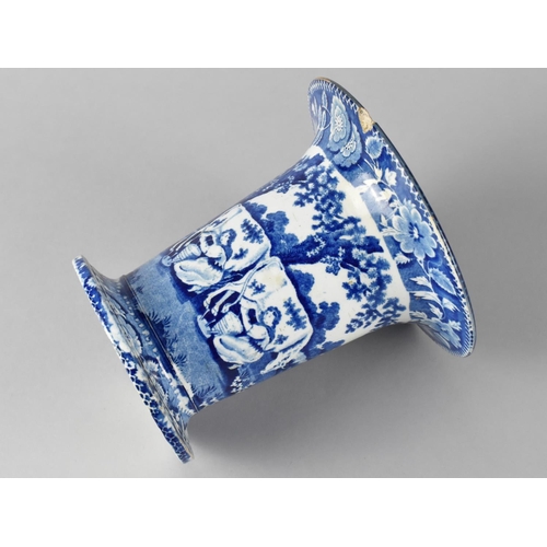 395 - A 19th Century English Blue and White Milkmaid Pattern Vase, 13.5cm high (Chip to Rim)