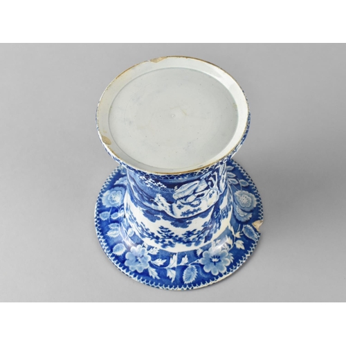 395 - A 19th Century English Blue and White Milkmaid Pattern Vase, 13.5cm high (Chip to Rim)