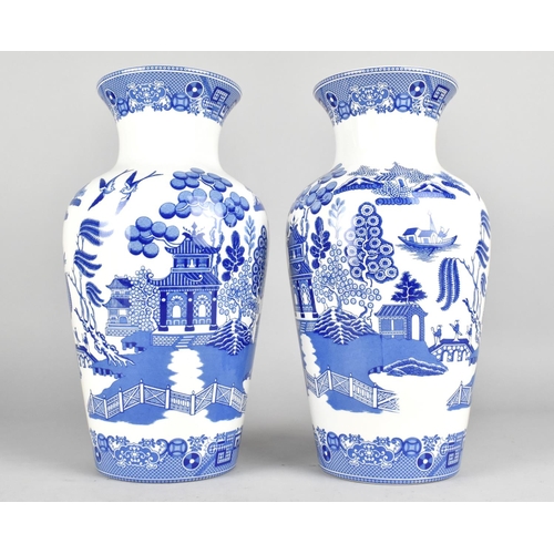 398 - A Pair of Spode Willow Vases, 28cm high