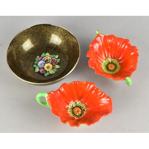 400 - A Matching Ceramic Twin Handled Cup and Jug Modelled as Flowers Together with a Tuscan Bowl with Rel... 