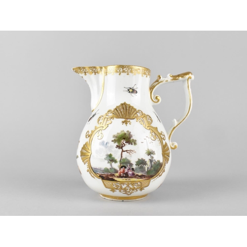 407 - A 19th/20th Century Meissen Porcelain Jug Hand Painted with Exterior Figural Scene Cartouches in Orn... 