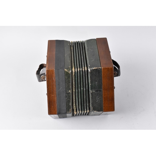 41 - A Late 19th/Early 20th Century Hexagonal Concertina with 20 Buttons, Fret Cut Rosewood Ends and Bell... 