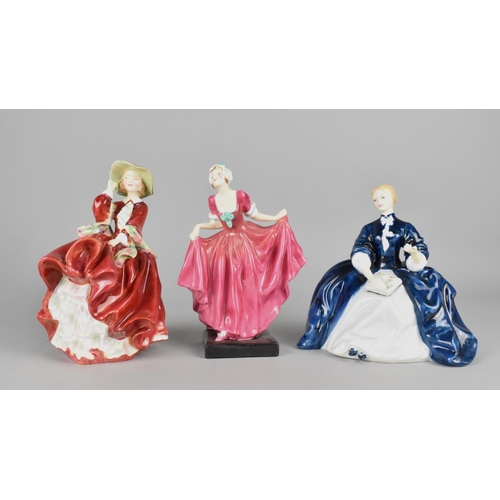 411 - Three Royal Doulton Figures, Top O'The Hill HN1834, Delight HN1772 and Laurianne (Hand Restored)