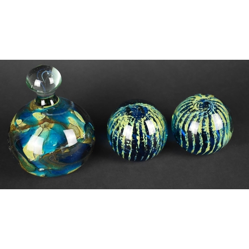 414 - Three Mdina Glass Paperweights, Largest 13cm high