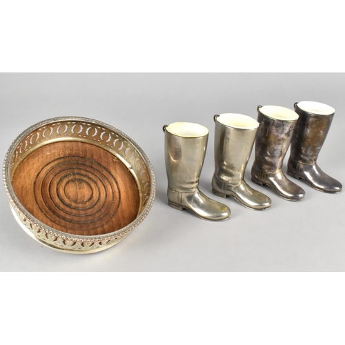 42 - A Set of Four Silver Plated Novelty Spirit Measures in the Form of Riding Boots together with a Pier... 