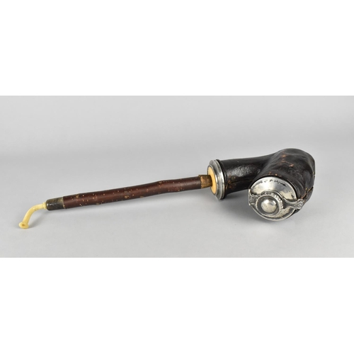 420 - A Large Austro Hungarian Period Meerschaum Silver Mounted Pipe in Original Leather Jacket, the Silve... 