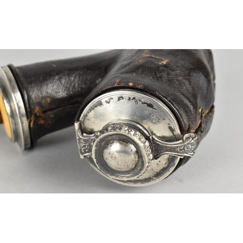 420 - A Large Austro Hungarian Period Meerschaum Silver Mounted Pipe in Original Leather Jacket, the Silve... 