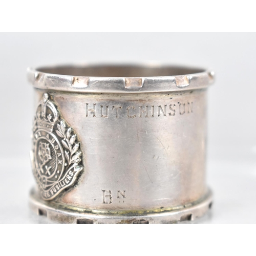 424 - A Pair of Late Victorian Silver Regimental Napkin Rings, The Lancashire Fusiliers, Birmingham 1924 a... 