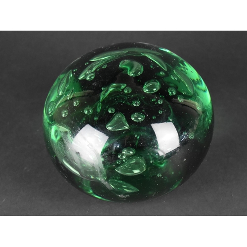 434 - A Large and Heavy Victorian Green Glass Dump, 50cm circumference