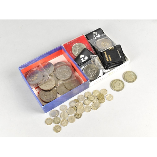 437 - A Collection of Various Silver and Silver Plated Coins to Include Victorian and George V Examples