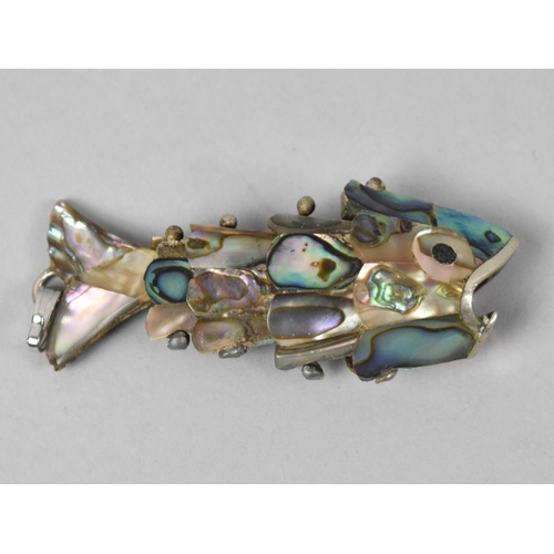 446 - An Articulated Mother of Pearl Fish Pendant, 8cm long